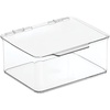 image:imagemDesign Plastic Playroom and Gaming Storage Organizer Box Containers with Hinged Lid for Shelves or Cubbies Holds Small Toys Building Blocks Puzzles Markers Controllers or Crayons 8 Pack Clear55 x 66 x 3 Pack of 8