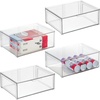 image:imagemDesign Plastic Stackable Office Storage Organizer Bin Containers with Front Pull Drawer and Labels for Cabinet Desk Shelves or Closet Organization  Lumiere Collection  4 Bins 32 Labels  Clear
