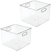 image:imagemDesign Plastic Storage Organizer Container Bin Closet Organization for Hallway Bedroom Linen Coat and Entryway  Holds Clothing Blankets and Accessories Ligne Collection 4 Pack Clear10 x 10 x 8 Pack of 2