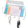 image:imagemDesign Plastic Wall Mount Mail and Key Holder with 5 Hooks Hanger Rack Shelf for Home Entryway Mudroom Kitchen Hold Letters Cards Magazines Coats Umbrellas Ligne Collection  BlackClear