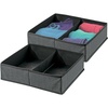 image:imagemDesign Set of 2 Canvas Wardrobe Organiser  Storage Box for Drawers and Cupboard with 2 Compartments  Fabric Wardrobe Storage for Socks Underwear etc  Dark Grey