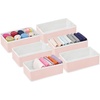 image:imagemDesign Set of 6 Storage Boxes  Bedroom Organiser Boxes for Lingerie Socks Bras and Accessories  Clothes Storage for Bedrooms  PinkWhite