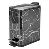 image:imagemDesign Slim Metal Rectangle 13 Gallon5 Liter Trash Can with Step Pedal EasyClose Lid Removable Liner  Narrow Wastebasket Garbage Container Bin for Bathroom Bedroom Kitchen  BlackBlack Marble