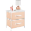 image:imagemDesign Small Storage Dresser EndSide Table Night Stand with 2 Removable Fabric Drawers  Organizer for Bedroom Living Room Closet  Hold Clothes Linens Accessories Jane Collection PeachWhite