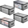 image:imagemDesign Soft Fabric Closet Storage Organizer Zipper Bag with EasyView Front and Side Windows and Pull Handle for Bedroom Hallway Entryway Nursery Closets 4 Pack  Charcoal GrayBlack