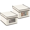 image:imagemDesign Soft Fabric Stackable Closet Storage Organizer Box with Clear Window and Attached Hinged Lid for Bedroom Hallway Entryway Closets 2 Pack  CreamEspresso Brown