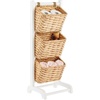 image:imagemDesign Water Hyacinth 3Tiered Storage Baskets Floor Stand with Market Basket Storage Bins  Vertical Standing Rack for Living Room Laundry Bedroom Bathroom Office Organization  WhiteNaturalWhiteNatural