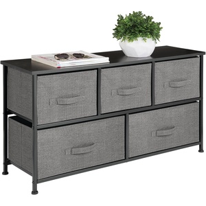 image:imagemDesign 2165 High Steel FrameWood Top Storage Dresser Furniture Unit with 5 Removable Fabric Drawers  Wide Bureau Organizer for Bedroom Living Room Closet  Lido Collection Charcoal Gray
