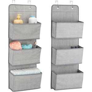 image:imagemDesign A58 Soft Fabric Over The Door Hanging Storage Organizer with 3 Large Pockets for ChildKids Room or NurseryHooks Included Textured Print 2 PackGray