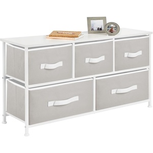 image:imagemDesign Chest of Drawers  Wide Set of Drawers with Wooden Top Shelf  Clothing Storage Tower for Socks Underwear Accessories  Light GreyWhiteLight GrayWhite