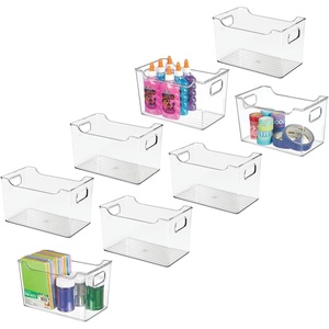 image:imagemDesign Deep Plastic Storage Organizer Bin Craft Room Organization for Classroom Studio Shelves and Closet  Storage for Sewing Art Supplies Yarn and Tools  Ligne Collection  8 Pack  Clear