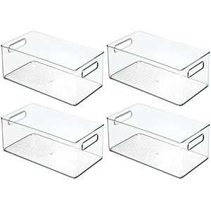 image:imagemDesign Deep Plastic Storage Organizer Container Bin Closet Organization for Hallway Bedroom Linen Coat and Entryway  Holds Clothing Blankets Accessories Toys Ligne Collection 4 Pack Clear146 x 81 x 6 Pack of 4