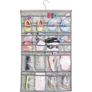 image:imagemDesign Fabric Baby Nursery Closet Organizer for Hats Bows Shoes Socks  Hanging 48 Pockets Gray