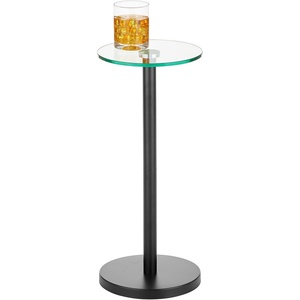 image:imagemDesign Glass Top SideEnd Drink Table  Tall Modern Round Accent Metal Nightstand Furniture for Living Room Dorm Home Office and Bedroom  9 Round  Dark Smoke GrayBlackClear Matte Black