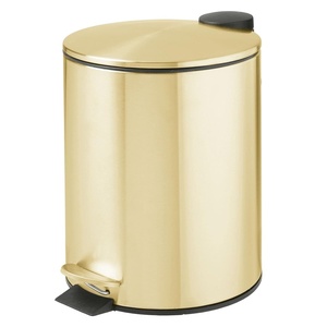 image:imagemDesign Metal 13 Gallon5 Liter Round Step Trash Wastebasket Garbage Container Bin with Lid for Bathroom Powder Room Bedroom Kitchen Craft Room Office  Removable Liner Bucket  Soft BrassSoft Brass