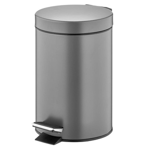 image:imagemDesign Pedal Bin  Metal Waste Bin with Pedal Lid and Plastic Bucket Insert  for Bathroom Kitchen and Office  3 Litre Household Rubbish Bin with Ergonomic Design  BlackGraphite Gray