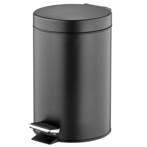 image:imagemDesign Pedal Bin  Metal Waste Bin with Pedal Lid and Plastic Bucket Insert  for Bathroom Kitchen and Office  3 Litre Household Rubbish Bin with Ergonomic Design  BlackBlack