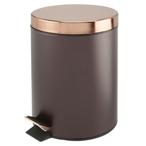 image:imagemDesign Pedal Bin  Metal Waste Bin with Pedal Lid and Plastic Bucket Insert  for Bathroom Kitchen and Office  3 Litre Household Rubbish Bin with Ergonomic Design  BlackBronzeRose Gold