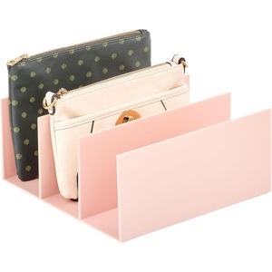 image:imagemDesign Plastic PurseHandbag Organizer  Closet Divided Storage for Bags Clutches Wallets Wristlets  SpaceSaving Bedroom and Cabinet Organization  Lumiere Collection  BlushLight Pink
