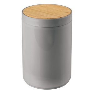 image:imagemDesign Plastic Round Trash Can Small Wastebasket  Garbage Bin Container with SwingClose Lid  Bathroom Garbage Basket  Holds Waste Recycling  13 Gallon  Basa Collection  Charcoal GrayNaturalNaturalGrey