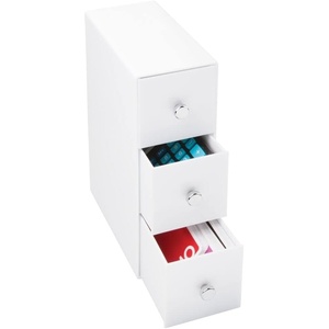 image:imagemDesign Plastic Stackable Desktop Organizer Tower Storage Station with 3 Drawers for Home Office  Holds Pens Sticky Notes Binder Clips Notepads Gel Pens or Erasers  Lumiere Collection  White