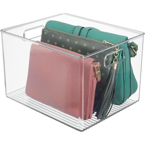 image:imagemDesign Plastic Storage Organizer Container Bin Closet Organization for Hallway Bedroom Linen Coat and Entryway  Holds Clothing Blankets and Accessories Ligne Collection 4 Pack Clear12 x 10 x 8 Pack of 1