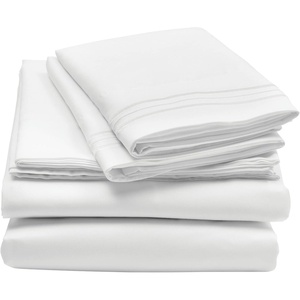 image:imagemDesign Queen Size Superfine Brushed Microfiber 4Piece Sheet Set  Extra Soft Bed Sheets and Pillowcases  Easy Fit Deep Pockets  Wrinkle Resistant Comfortable amp Breathable  Optic White