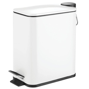 image:imagemDesign Slim Metal Rectangle 13 Gallon5 Liter Trash Can with Step Pedal EasyClose Lid Removable Liner  Narrow Wastebasket Garbage Container Bin for Bathroom Bedroom Kitchen  BlackMatte White