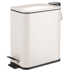image:imagemDesign Slim Metal Rectangle 13 Gallon5 Liter Trash Can with Step Pedal EasyClose Lid Removable Liner  Narrow Wastebasket Garbage Container Bin for Bathroom Bedroom Kitchen  BlackMatte Cream