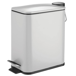 image:imagemDesign Slim Metal Rectangle 13 Gallon5 Liter Trash Can with Step Pedal EasyClose Lid Removable Liner  Narrow Wastebasket Garbage Container Bin for Bathroom Bedroom Kitchen  BlackMatte Gray