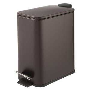 image:imagemDesign Slim Metal Rectangle 13 Gallon5 Liter Trash Can with Step Pedal EasyClose Lid Removable Liner  Narrow Wastebasket Garbage Container Bin for Bathroom Bedroom Kitchen  BlackBronze