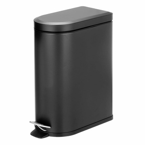 image:imagemDesign Small 26 Gallon10 Liter Stainless Steel Metal Step Trash Can Garbage Bin for Bathroom Bedroom Home Office DShape Trashcan with Foot PedalLid Removable Liner Bucket with Handles BlackBlack
