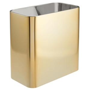 image:imagemDesign Small Metal 24 Gallon9 Liter Trash Can Wastebasket Garbage Bin for Bathroom Slim Rubbish Waste Bin Trashcans  Mirri Collection  Gray 23578MDBSTSoft Brass