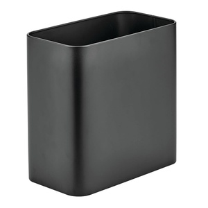 image:imagemDesign Small Metal 24 Gallon9 Liter Trash Can Wastebasket Garbage Bin for Bathroom Slim Rubbish Waste Bin Trashcans  Mirri Collection  Gray 23578MDBSTBlack