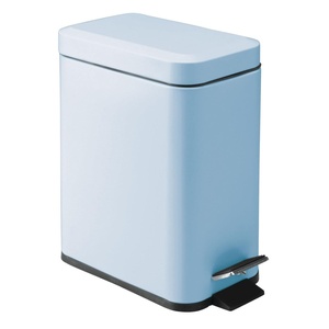 image:imagemDesign Small Modern 13 Gallon Rectangle Metal Lidded Step Trash Can Compact Garbage Bin with Removable Liner Bucket and Handle for Bathroom Kitchen Craft Room Office Garage  BlackLight Blue