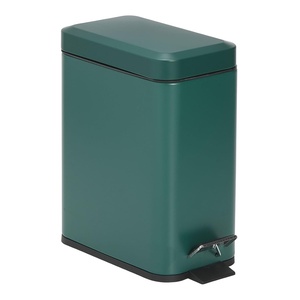 image:imagemDesign Small Modern 13 Gallon Rectangle Metal Lidded Step Trash Can Compact Garbage Bin with Removable Liner Bucket and Handle for Bathroom Kitchen Craft Room Office Garage  BlackHunter