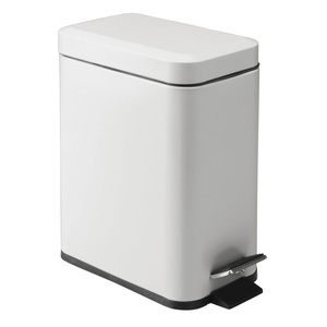 image:imagemDesign Small Modern 13 Gallon Rectangle Metal Lidded Step Trash Can Compact Garbage Bin with Removable Liner Bucket and Handle for Bathroom Kitchen Craft Room Office Garage  BlackLight Grey