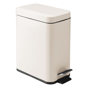image:imagemDesign Small Modern 13 Gallon Rectangle Metal Lidded Step Trash Can Compact Garbage Bin with Removable Liner Bucket and Handle for Bathroom Kitchen Craft Room Office Garage  BlackCream