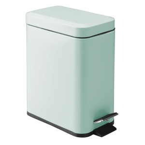 image:imagemDesign Small Modern 13 Gallon Rectangle Metal Lidded Step Trash Can Compact Garbage Bin with Removable Liner Bucket and Handle for Bathroom Kitchen Craft Room Office Garage  BlackLight Mint Green