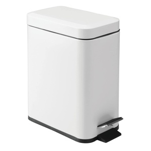 image:imagemDesign Small Modern 13 Gallon Rectangle Metal Lidded Step Trash Can Compact Garbage Bin with Removable Liner Bucket and Handle for Bathroom Kitchen Craft Room Office Garage  BlackWhite