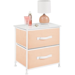 image:imagemDesign Small Storage Dresser EndSide Table Night Stand with 2 Removable Fabric Drawers  Organizer for Bedroom Living Room Closet  Hold Clothes Linens Accessories Jane Collection PeachWhite