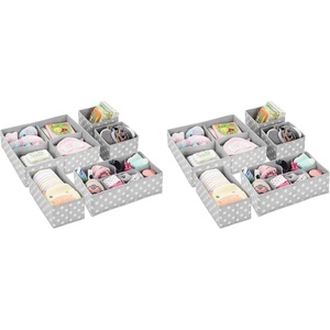 image:imagemDesign Soft Fabric Dresser DrawerCloset Divided Storage Organizer Bins for Nursery  Holds Blankets Bibs Socks Lotion Clothes Shoes Toys  Set of 5  GrayWhite Polka Dot Pack of 2