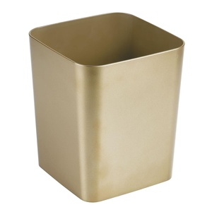 image:imagemDesign Square ShatterResistant Plastic Small Trash Can Wastebasket Garbage Container Bin for Bathrooms Powder Rooms Kitchens Home Offices  Soft Brass FinishSoft Brass