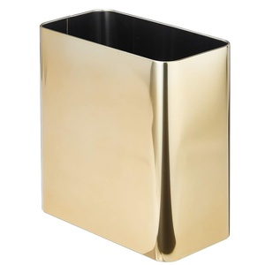 image:imagemDesign Stainless Steel Slim Rectangular Modern Metal 26 Gallon10 Liter Trash Can Wastebasket Garbage Container Bin for Bathroom Bedroom Kitchen Home Office Holds Waste Recycling  Soft BrassSoft Brass