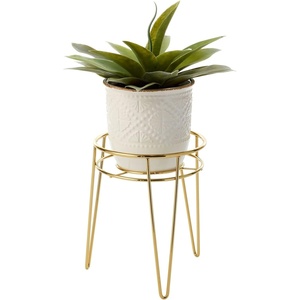 image:imagemDesign Steel Modern 9 Plant Stand Planter Holder wHairpin Legs for Display Indoor Outdoor PlantFlower in Living Room Shelf Balcony Patio Garden Home Office  Concerto Collection  Soft BrassSoft Brass