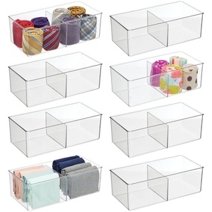 image:imagemDesign Storage Box with 2 Compartments  Practical Clothing Storage Box for The Bedroom  Makeup Accessories and Clothes Organiser  Set of 8  Clear