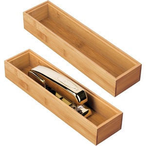image:imagemDesign Wooden Bamboo Office Drawer Organizer Box Tray Stackable Storage for Drawers Cabinets Shelves Cubby or Desktop Hold Pens Pencils Supplies Echo Collection 6 Pack Natural Wood Finish2