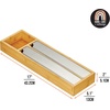 image:imagemDesign Bamboo Foil Parchment Paper and Plastic Cling Film Wrap Organizer and DispenserCutter for Kitchen Drawer  2 Roll StorageCutting Sections  Home Sort Collection  NaturalSilver
