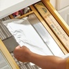 image:imagemDesign Bamboo Foil Parchment Paper and Plastic Cling Film Wrap Organizer and DispenserCutter for Kitchen Drawer  2 Roll StorageCutting Sections  Home Sort Collection  NaturalSilver