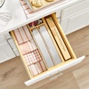 image:imagemDesign Bamboo Foil Parchment Paper and Plastic Cling Film Wrap Organizer and DispenserCutter for Kitchen Drawer  2 Roll StorageCutting Sections  Home Sort Collection  NaturalSilver